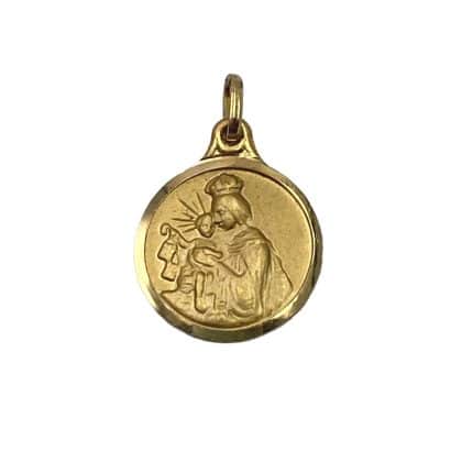 Escapulario de oro filo 16mm medalla de oro virgen del carmen sagrado corazón de jesús comprar medalla pamplona joyería juan luis larráyoz