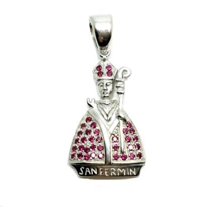 Colgante de plata San Fermín rubíes.colgantes de san fermín medallas de san fermín comprar joyería juan luis larráyoz pamplona