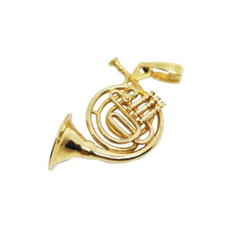 Colgante de oro Trompa música instrumentos musicales regalo músicos música joyería juan luis larráyoz