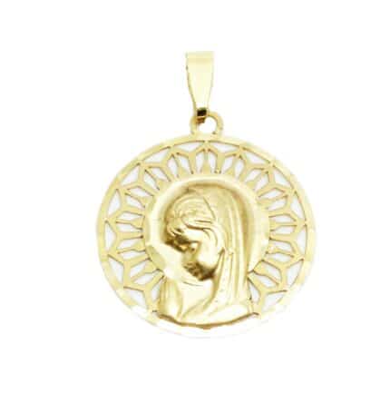 Medalla de oro virgen niña primera comunión joyería juan luis larráyoz pamplona