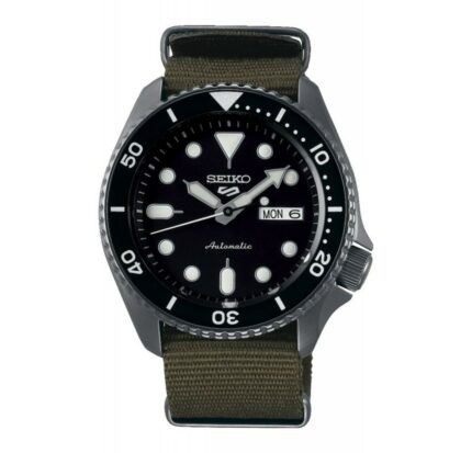 Reloj Seiko 5 Sports Automatic negro correa nylon verde comprar relojes deportivos seiko 5 sports en pamplona joyería juan luis larráyoz
