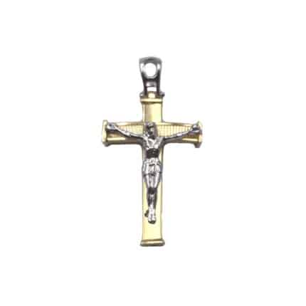 cruz de oro bicolor con cristo 3 joyería juan luis larráyoz pamplona