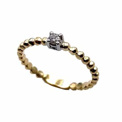 Sortija de oro bicolor y diamante solitario 0.07k sortija de compromiso pamplona anillo de pedida anillo de compromiso pamplona Joyería Juan Luis Larráyoz