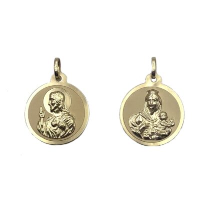 escapulario de oro filo 22mm medalla de oro virgen del carmen sagrado corazón de jesús comprar medalla pamplona joyería juan luis larráyoz