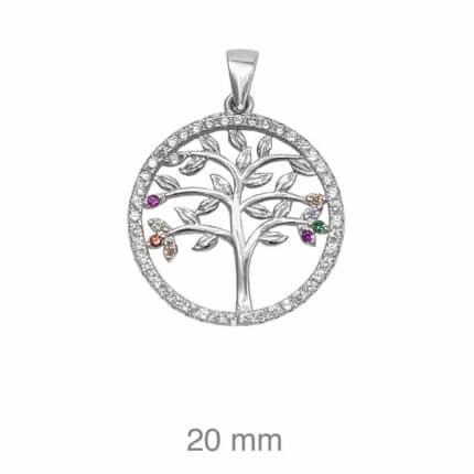 Colgante de plata Árbol de la vida circonita color 1 joyas árboles de la vida en plata y oro joyería juan luis larráyoz pamplona