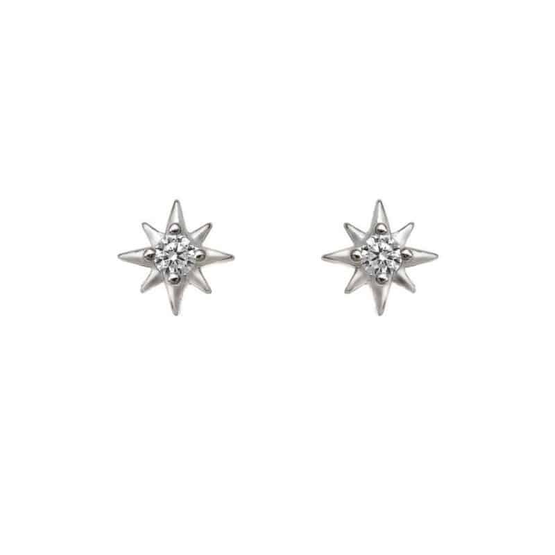 Pendientes de plata y circonita estrella polar 7mm pendientes de plata pequeños joyería juan luis larráyoz pamplona