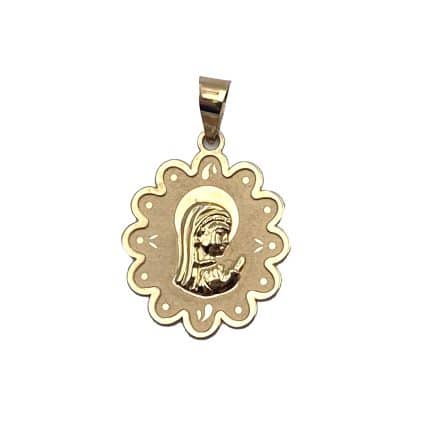 Medalla de oro Virgen Niña forma medalla de primera comunión regalo comunión comprar online medalla grabada Joyería Juan Luis Larráyoz Pamplona