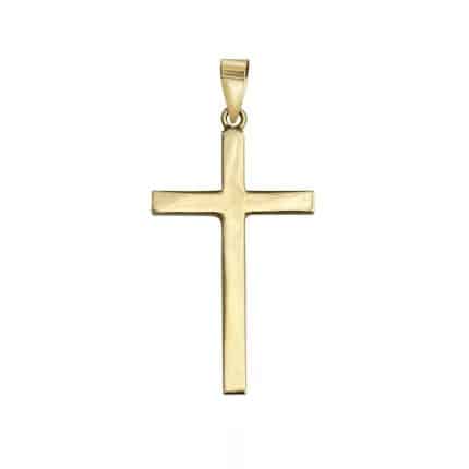 Cruz de oro plana 25mm cruces de oro primera comunión para hombre para mujer online comprar cruz Joyería Juan Luis Larráyoz Pamplona