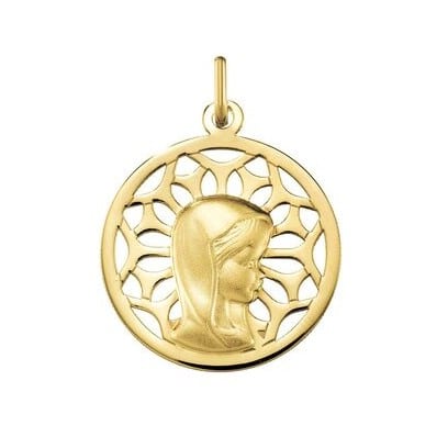 Medalla de oro Virgen Niña orla 20mm medalla de primera comunión regalo comunión comprar online medalla grabada Joyería Juan Luis Larráyoz Pamplona