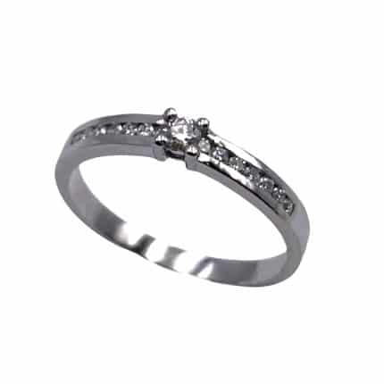 Sortija de oro blanco Solitario con brazo diamantes 0,25k comprar sortijas anillos de pedida en pamplona joyería juan luis larráyoz