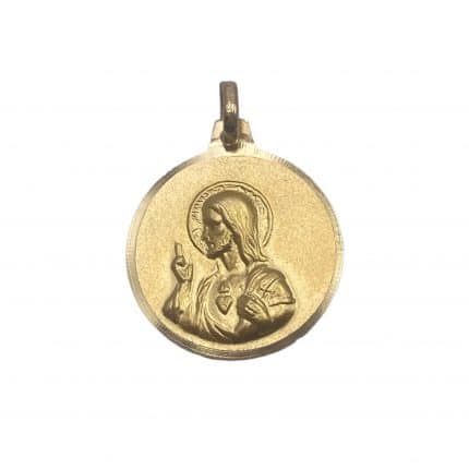 Escapulario de oro filo 18mm medalla de oro virgen del carmen sagrado corazón de jesús comprar medalla pamplona joyería juan luis larráyoz