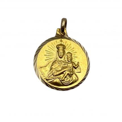 Escapulario de oro borde tallado 18mm medalla de oro virgen del carmen sagrado corazón de jesús comprar medalla pamplona joyería juan luis larráyoz
