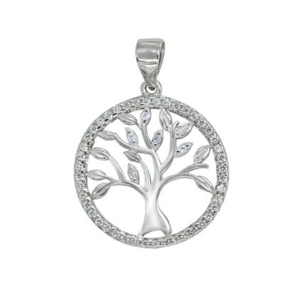 Colgante de plata Árbol de la vida circonitas 20mm joyas árboles de la vida en plata y oro joyería juan luis larráyoz pamplona