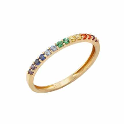 Sortija de oro Arcoiris anillo oro minimalista fino actual moderno anillos de oro originales joyería juan luis larráyoz pamplona