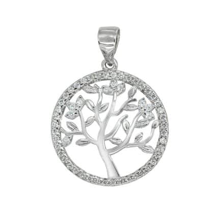 Colgante de plata Árbol de la vida circonitas 20mm joyas árboles de la vida en plata y oro joyería juan luis larráyoz pamplona