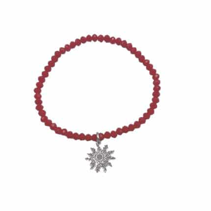 Pulsera de plata Eguzkilore bolitas rojas