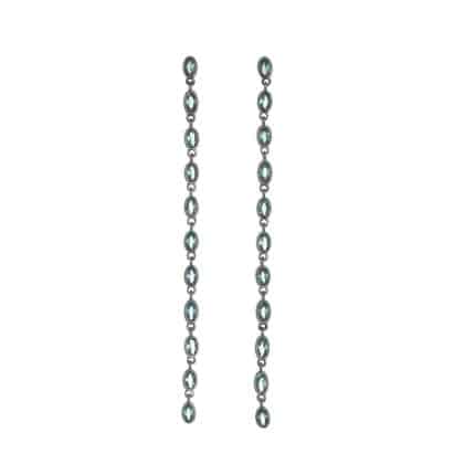 Pendientes de plata colgantes plata rutenio y piedra verde | Joyería Juan Luis Larráyoz Pamplona