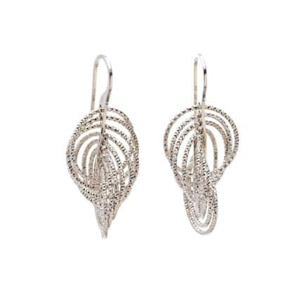 Pendientes de plata aros diamantados 8 círculos cascada
