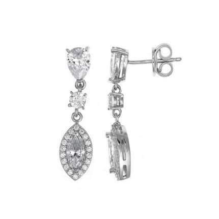 Pendientes de plata colgantes circonitas blancas