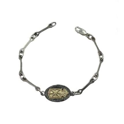 Pulsera de plata Cadenas de Navarra escudo oro
