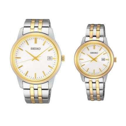Juego de relojes Seiko Neo Classic bicolor